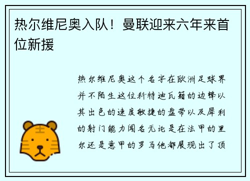 热尔维尼奥入队！曼联迎来六年来首位新援